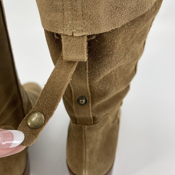 Sole Society Womens 9M Calanth Tobacco Brown Slouchy Suede Mid Calf Pull Boots - Picture 4 of 10